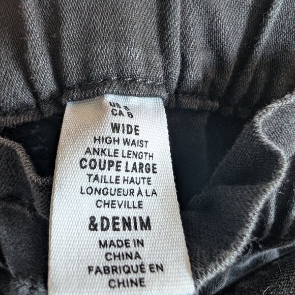 H&M & Denim Wide High Waist Ankle Pants Women's Size 8 Elastic waist Pull on - Picture 3 of 10